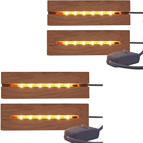 Exhibidor de luces LED rectangulares de madera, base iluminada para figuras de resina 2