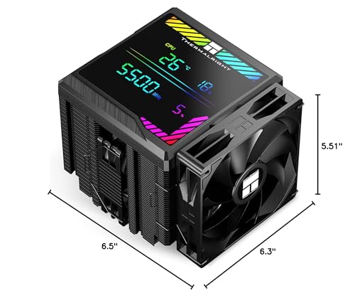 Image of Thermalright Peerless Assassin 140 Digital Black CPU Cooler, Dual Towers and Dual CPU Fans, CPU Air Cooler, ARGB Digital Screen,1850 and 1500RPM+10%, for AM4 /AM5,Intel LGA1851 /1700, Black