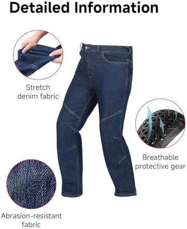 KEMIMOTO Motorcycle Pants for Men and Women. Stretch Fabric Casual Motorcycle Jeans for Motorcycle Riding, Commuting, Touring