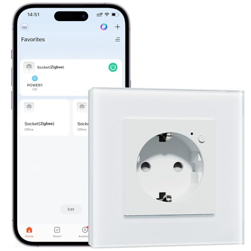 BSEEDLIFE Enchufe Inteligente Zigbee de Cristal 1 Gang 86 * 86mm Smart Pared Empotrada Remoto Control