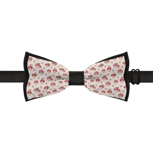 GoasNei Cute Strawberry Pattern Bow Tie for Men Adjustable Necktie Funny Tie Neck Ties for Weddings Party