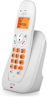 glowster Teléfono Inalámbrico con Pantalla y Manos Libres, Color Blanco, Ideal para Comunicaciones en el Hogar y Oficina.