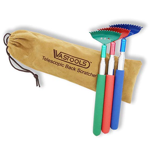 Preisvergleich Produktbild VASTOOLS Rückenkratzer 3 Stück, Metallischer Ausziehbar Rückenkratzer 61cm,Teleskop-Rückenkratzer für Kopf und Rücken