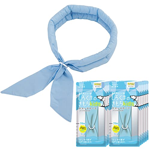 しろくまのきもち サマースカーフ キッズサイズ ライトブルー (12個セット) 首 冷却グッズ 夏 幅4×長さ60cm