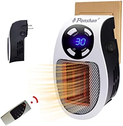 Electric Portable Space Alpha Heater - 500W Small Heater Plug In Wall with Thermostat, Timer, Led Display, Fast Heating, Low Noise Space Heaters for Indoor use Like Large Room,Bedroom,Bathroom,Office