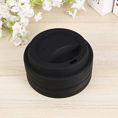 Luxshiny Replacement Lids Cup Lid Cover, 4pcs Silicone Coffee Mug Lids Reusable Travel Cup Covers Coffee Cup Lid (Black)
