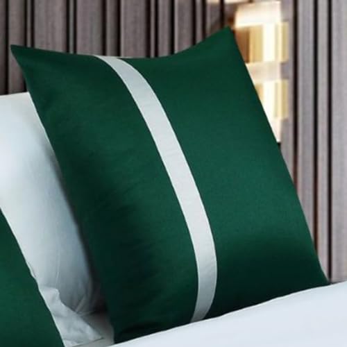 TTiiLoe ベッド用サテンクッションカバー ジッパー付きピローケース ポリエステル カーシートクッションケース ソファチェア用枕カバー ダークグリーン、50×50cm