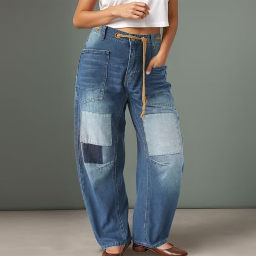 Women's Jeans Loose Fit Straight Leg Jeans with Drawstring Casual Long Pants for Women3