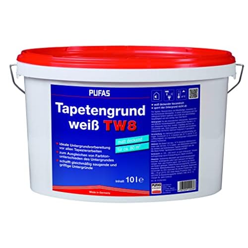 Pufas 12903000 TW8 Tapetengrund Tapetengrundierung, weiß, 10 Liter