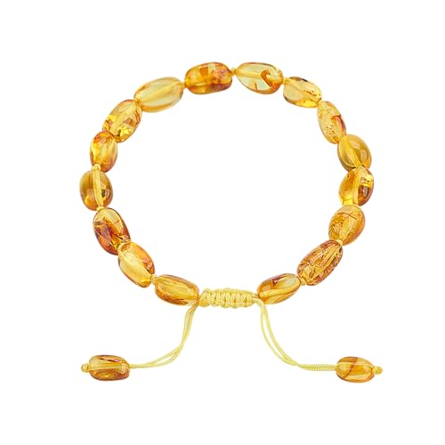 ELEGAMBER Baltic Amber raw Bracelet Gift Set -100% Certified and Authentic Premium Quality Raw Baltic Amber-True amber stone bead (cognac 7 inch)
