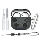 for Airpods 4 Case Cover, Game Console Design AirPod 4 Case, Silicone Protective Cover Compatible with Apple AirPods 4th Generation Charging Case 2024 Released with Hand Strap/Carabiner/Cleaner Kit
