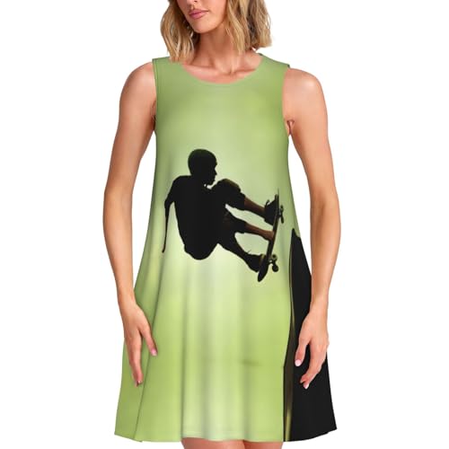 Robe t-shirt ample imprimé skateboard décontractée femme été