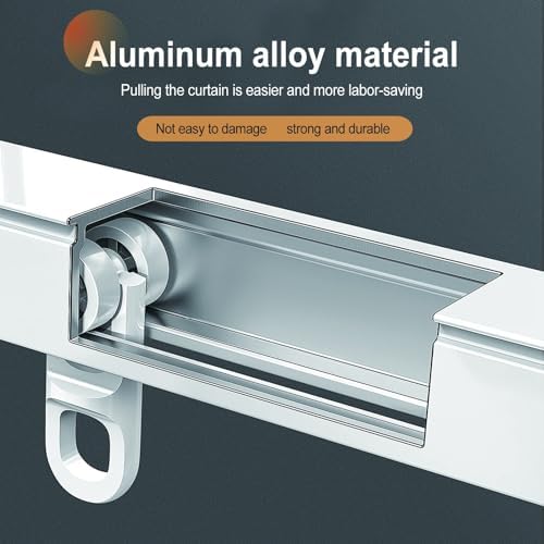 Adjustable Aluminum Ceiling Track System, Heavy-Duty Dual Row Curtain Rails for Living Room & Bedroom, Fits Parallel Bay Windows (2.65m-3.9m/8.7ft-12.8ft)