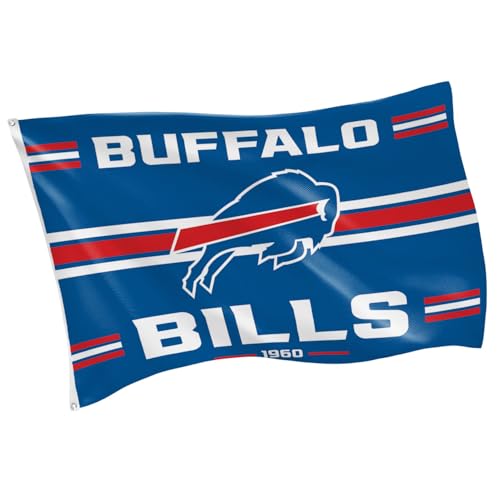 NFL 3 x 5 Outdoor Durable Flag with Grommets | Heavy Duty Flag & Banner for Outdoor Garden Patio Decoration | Indoor Wall Decor Flag for Room | Works with Flag Poles for Outside House (Buffalo Bills-Vintage) by Team Sports America - Used condition - US$22.99