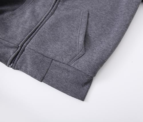 Facitisu Men Heavyweight Hoodies Sherpa Lined Sweatshirts Fleece Winter Thick Zip Up Jacket Dark Grey Large by Facitisu - Image 3