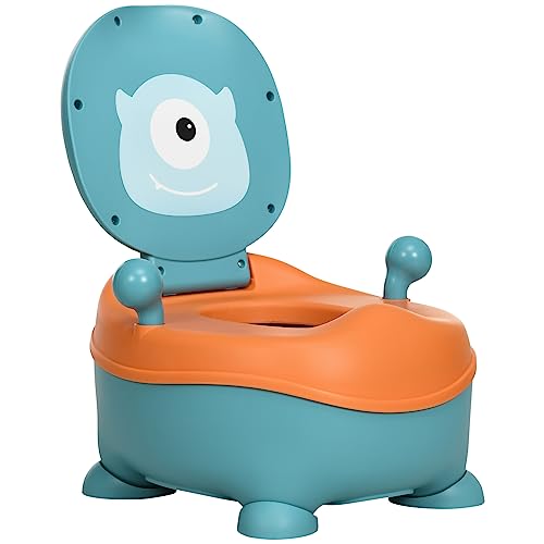 ZONEKIZ Pot pour bébé de 6 à 36 mois portable en forme d'alien avec couvercle Structure antidérapante Toilette d'apprentissage Charge 40 kg 35,6 x 35,7 x 22,2 cm Bleu