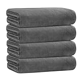JML Bath Towels for Adult Body, Large Microfiber Bath Towels Set 4 Pack (30' x 60'), Lightweight & Soft Absorbent for Bathroom Spa Gym Yoga Salon Sauna, Grey