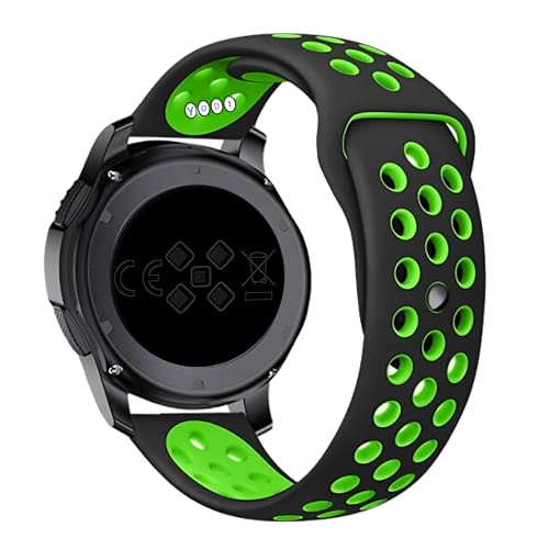 Image of YODI 19mm Soft Silicone Strap Replacement Belt Band for Noise Colorfit Pro 2, Colorfit Pro 2 Oxy, Colorfit Pulse, Colorfit Beat, Boat Storm, Fire Bolt Ninja 2 Smart Watch Straps (BLACK-GREEN)