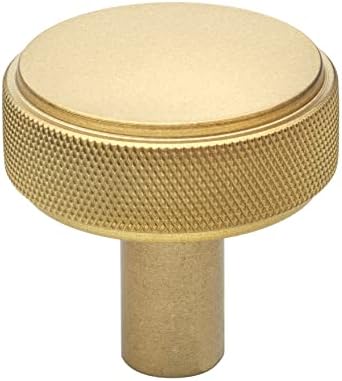 GlideRite 1-1/2 Inch Solid Round Knurled Cabinet Knob, Pack of 5, Satin Gold, 5825-SG-5