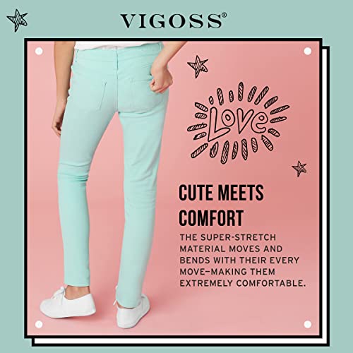 Vigoss Girls' Jeans - Super Stretch Denim Skinny Jeans For Girls (4-16), Size 10, Jade #TOP4