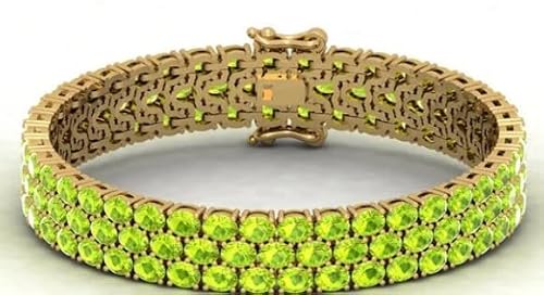 Beautiful Sterling Silver Gold Plated Oval Green Peridot Wedding Bracelet Jewelry #TOP1