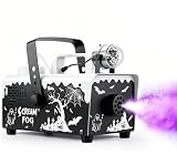 MaxBinTon Mini macchina del fumo da 1000 W, con effetti di luce RGB e telecomando, portatile, per discoteca, feste, matrimoni, Halloween e spettacoli teatrali, bianco e nero