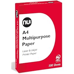 nu: A4 Multi-Purpose Printer Paper | White | 500 Sheets | Smooth Surface | Suitable for Inkjet, Laser & Copier Use | Ideal for Home & Office