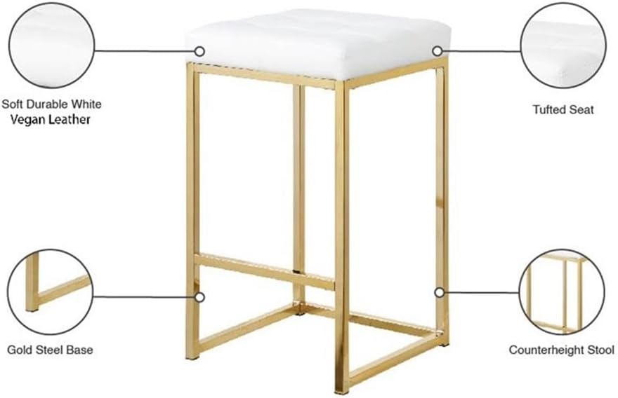 Meridian Furniture Nicola 26.5" H Vegan Leather Counter Stool in White (Set of 2)