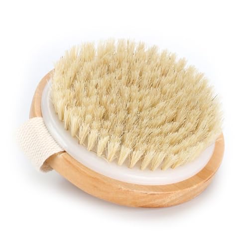 Cepillo Corporal para Cepillado en Seco, Dry Brush, Body Brush, Cepillo Ecológico con Mango Madera, para Drenaje Linfático Mejora de la Circulación, Anti-Celulitis, Para Piel Suave Radiante