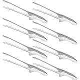 ZZBUY 8PCS Kitchen Tongs 9.4 In Stainless Steel Grill Tongs Korean and Japanese Tongs Non-Slip Serrated Tips for Outdoor BBQ Camping Cooking Salad Serving