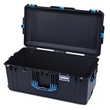 Pelican Air 1646 Case by ColorCase - Black - Large Size Waterproof Case (Case Only) - Blue Handles & Latches