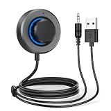 Wireless 6.0 Audio Receiver for Car, [CVC 8.0 Noise Cancelling] Auxiliary Wireless Adapter with Volume Control Knob & RGB Backlight, 3.5mm AUX Wireless Music Adapter for Hands-free Calls & Home Stereo