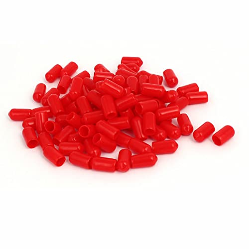 Tool parts 7.5mm Inner Dia Rubber Insulated End Cap Screw Thread Protector Cover Red 100pcs