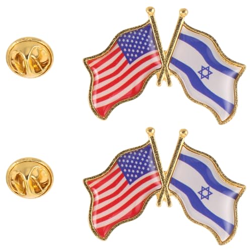 BESPORTBLE Broches de Doble Bandera Estados Unidos E Israel 2 Piezas, Pin de Solapa de Aleación de Zinc Esmalte y Recubrimiento Protector, Colección Amistad para Mochila, Ropa y Accesorios