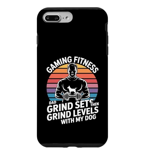 Gaming Fitness Dad Grind Set Then Level With My Dog �X�}�z�P�[�X iPhone 7 Plus/8 Plus �p