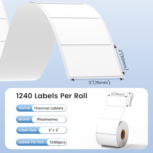 Phomemo 3x2 Thermal Labels for Shipping Label Printer 1240/Roll Waterproof by Phomemo - Used condition - Image 5