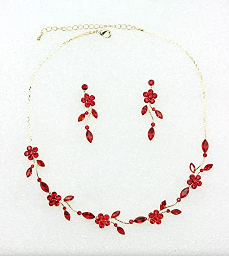 Image of Faship Gorgeous Rhinestone Crystal Floral Necklace Earrings Set