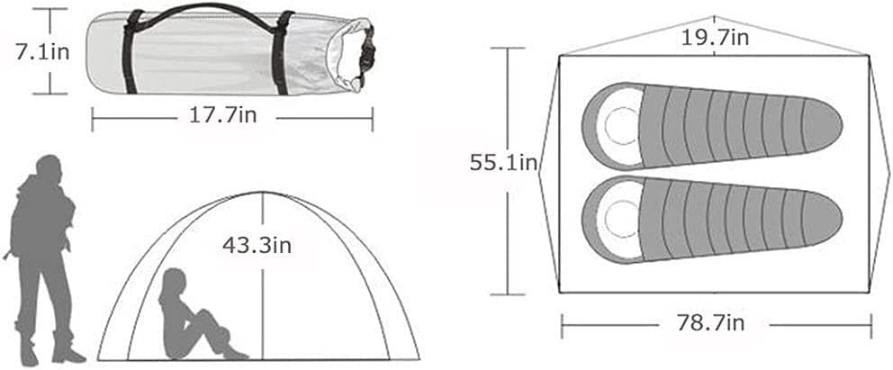 Carpa de Camping Dome impermeable para 2 personas QUQUQ miniatura 2