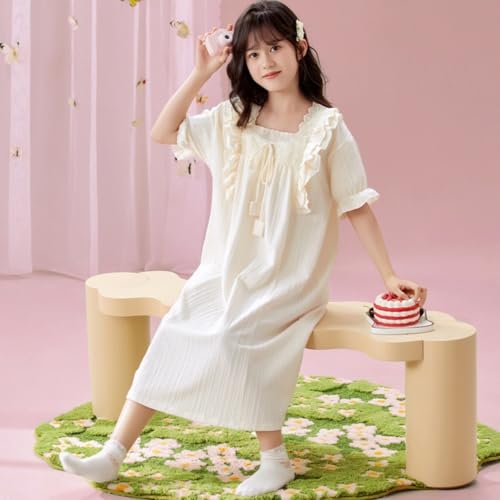 Teenager Girls Nightgowns Summer Sleepwear for Girls Short Sleeve Night Dress for Teens Princess Sleepshirt Comfy Nightshirt3