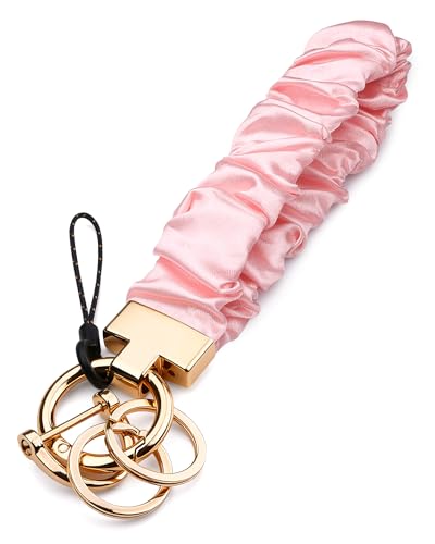 Handlein Scrunchie Keychain Wristlet, Cute Stretch Key Chain for Women