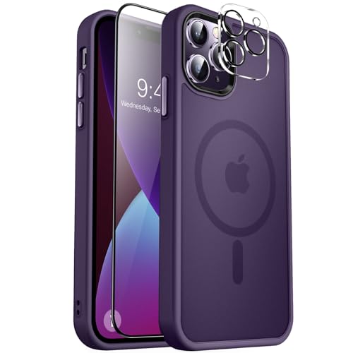 MOCCA Strong Magnetic for iPhone 13 Pro Max Case,[Compatible with Magsafe][Glass Screen Protector+Camera Lens Protector] Slim Thin Shockproof Cover Phone Case for iPhone 13 Pro Max 6.7