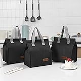 Lunchtasche,Kühltasche,Mittagessen Tasche,Isoliertasche,Tragbare Lunch-Taschen,Isolierte Thermotasche Tragetasche mit Folienfutter Wasserdichte für Herren Damen Arbeit Schule Picknick-Schwarz