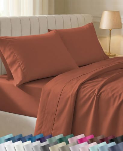 California Design Den Soft 100% Cotton Dorm Sheets Twin XL Set, 3 Pcs, Rust