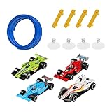 DeeRace 3歳以上向けの4台のミニダイキャストカーを備えたフレキシブルカートラック, 青