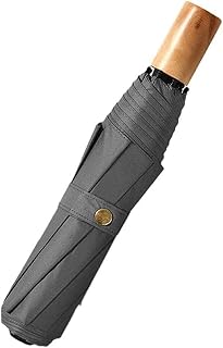 Travel Umbrella,Beach Umbrella,Solid Color Simple Three-fold Folding Umbrella Solid Wood Handle Men's Business baro Umbrella (Color : Dark Gray)
