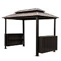 FEMICON Spacious Outdoor BBQ Gazebo for Quality Family Moments, Weather-Resistant Steel Roof, for Grilling in Any Season, Brown, 6x10FT