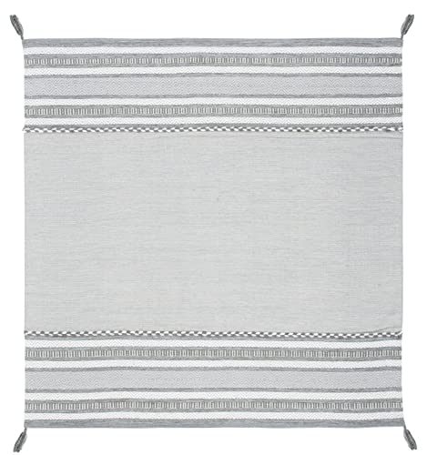 SAFAVIEH Montauk Collection 6' Square Grey/Ivory MTK215F Handmade Flatweave Cotton Area Rug
