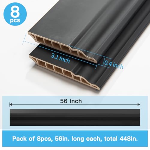 Image of Art3d High Impact Baseboard Wall Molding Trims, Skirting Board, Black