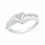 Sterling Silver Round Diamond Heart Promise Ring (1/10 cttw)