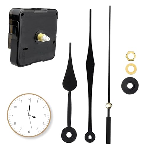 Silent Quartz Clock Mechanism Kit – Battery-Powered Movement with 3 Clock Hands – DIY Wall Clock Repair Replacement for Crafts, Home, Office – Easy Installation, No Ticking Noise